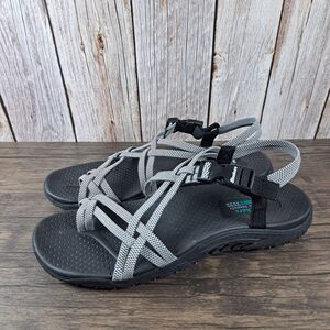 Skechers Reggae Irie Mon Slingback Outdoor Sandals Women's Sz 10 Black White